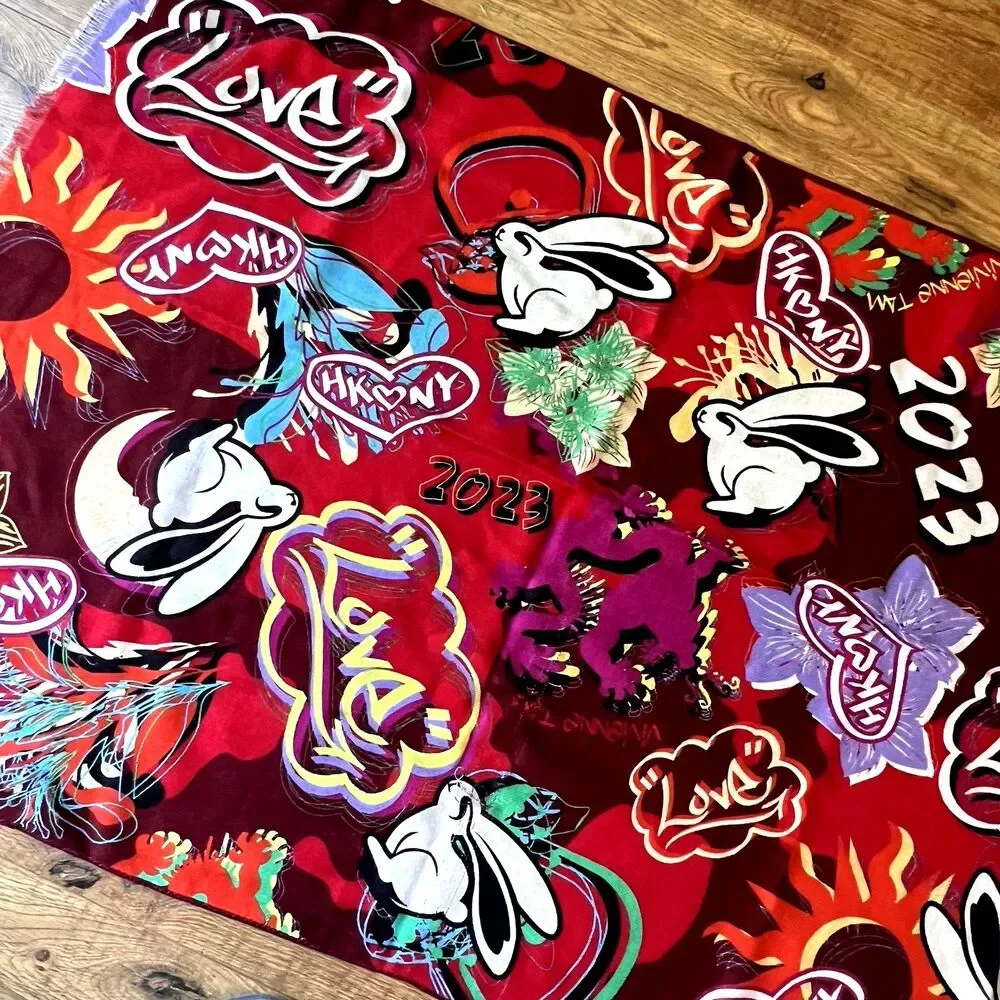 VIVIENNE TAM Year of the Rabbit Hong Kong X NYC 2023 Limited New Years Eve Scarf